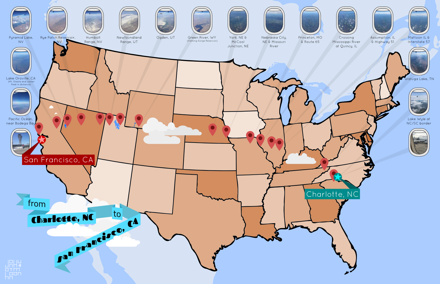Map of flight to San Francisco