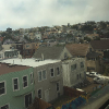 Riding the BART train from the airport to downtown